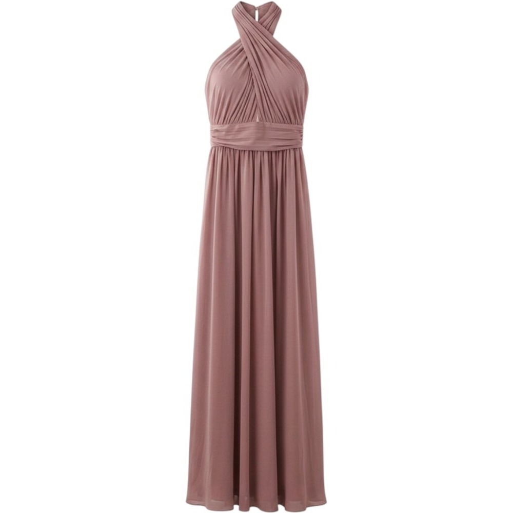 Vow'd Holly Dress Mauve Pink Chiffon Halter Neck Maxi‎ Gown Size 2 NWT